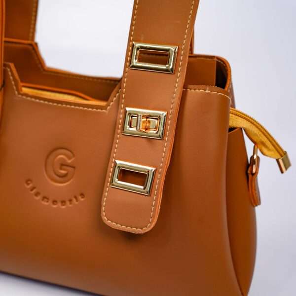 Elegance Handbag Caramel Brown - Image 5